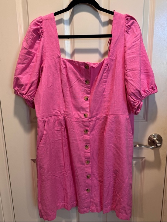 Old Navy Dresses & Skirts - Old Navy Hot Pink Button-Front Puff Sleeve Mini Dress